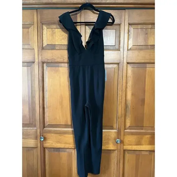 NWT Lulus Women's Deep V-Neck Leilani Ruffled Jumpsuit Sleeveless